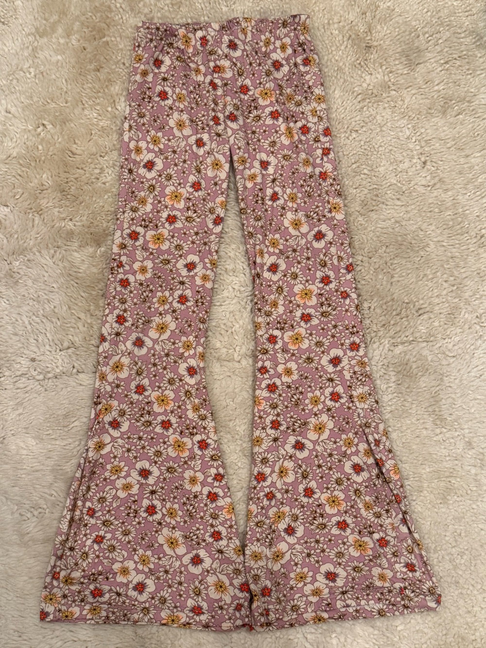 Little Baberham Girls Floral Pink  Bell Bottoms